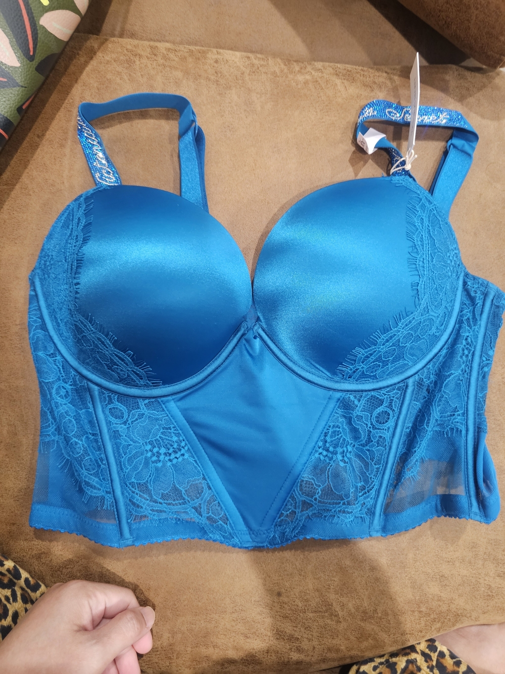 Victoria's Secret Bright Teal Longline Lace Bustier Bra